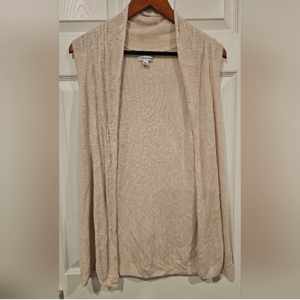 Croft & Barrow Women's Beige Open-Front Sleeveless Cardigan-Size M - Picture 5 of 5
